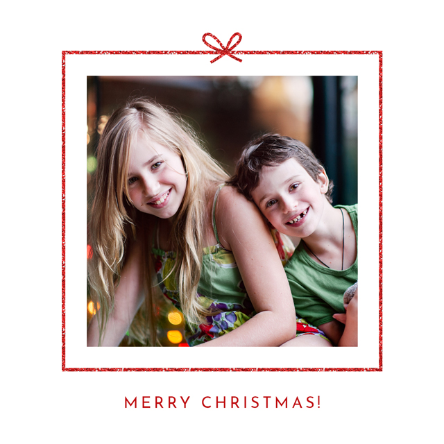 Glitter Bow Personalised Christmas Card